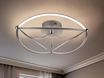 Moderne LED Deckenleuchte CHARIVARI hell & dimmbar über Schalter, Silber Ø 62cm