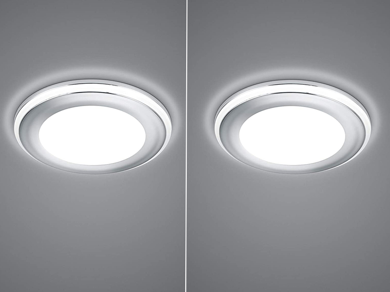 Runder LED Deckeneinbaustrahler 2er Set in Silber Chromfarben Ø 8,2cm