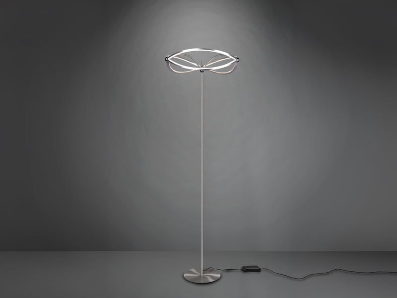 Moderne LED Stehlampe CHARIVARI Silber matt, Höhe 175cm