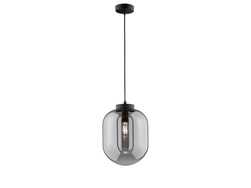 Pendelleuchte REGI Industrial 1-flammig Rauchglas Glaskugel, Ø 24cm