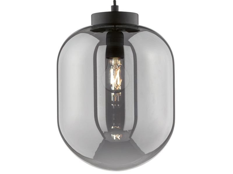 Pendelleuchte REGI Industrial 1-flammig Rauchglas Glaskugel, Ø 24cm
