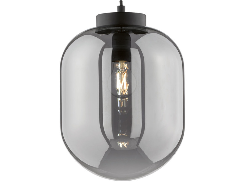 LED Pendelleuchte Industrial 1-flammig Rauchglas Glaskugel, Ø 24cm