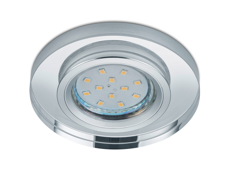 Runder LED Deckeneinbaustrahler in Silber Chrom mit Kristallglas Ø 9cm