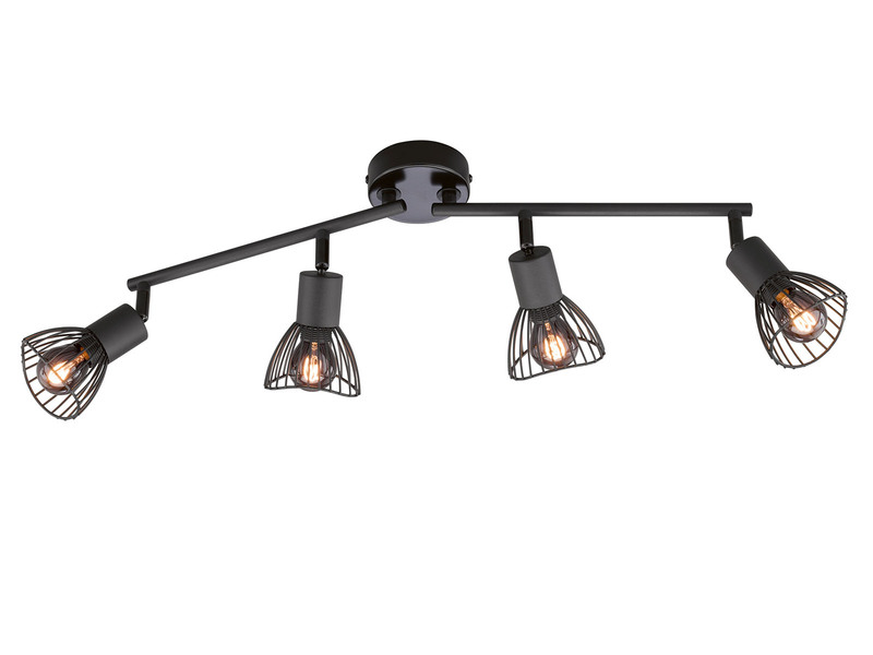 Deckenstrahler JESS 4-flammig, Gitterlampe Schwarz, Breite 60cm