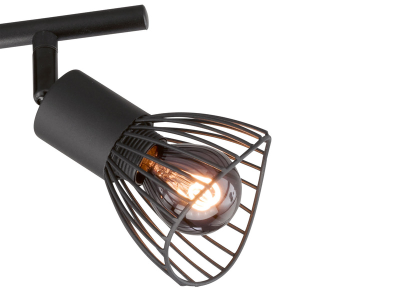Deckenstrahler JESS 4-flammig, Gitterlampe Schwarz, Breite 60cm