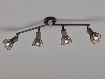 Deckenstrahler JESS 4-flammig, Gitterlampe Schwarz, Breite 60cm