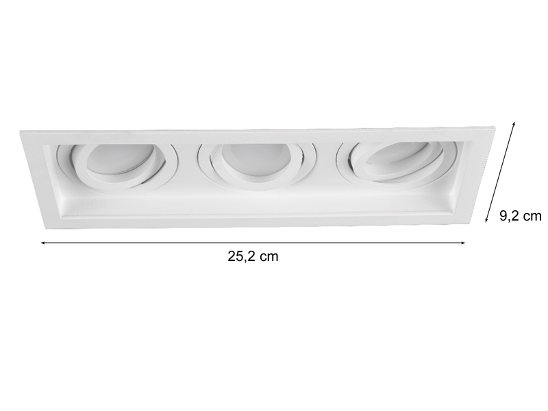 Eckiger 3-flammiger Deckeneinbaustrahler KENAI Weiß, schwenkbar 25,2 x 9,2cm