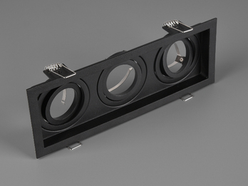 Eckiger 3-flammiger Deckeneinbaustrahler KENAI Schwarz, schwenkbar 25,2 x 9,2cm