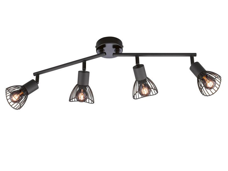 LED Deckenstrahler 4-flammig, Gitterlampe Schwarz, Breite 60cm
