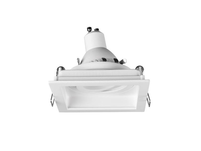 Eckiger LED Deckeneinbaustrahler Weiß matt, schwenkbar 9,2 x 9,2cm