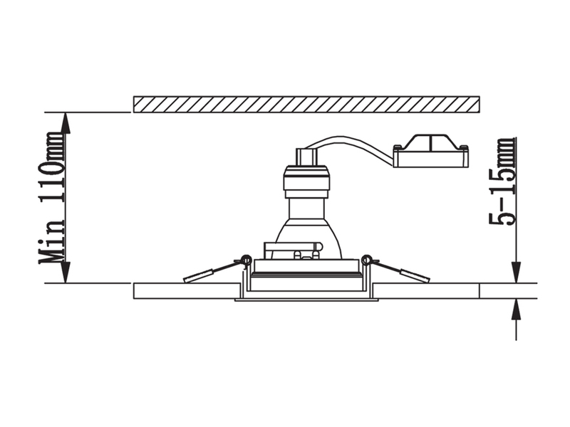 Eckiger LED Deckeneinbaustrahler Schwarz matt, schwenkbar 9,2 x 9,2cm