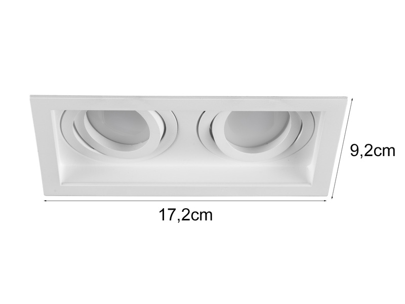 Eckiger 2-flammiger LED Deckeneinbaustrahler Weiß, schwenkbar 17,2 x 9,2cm