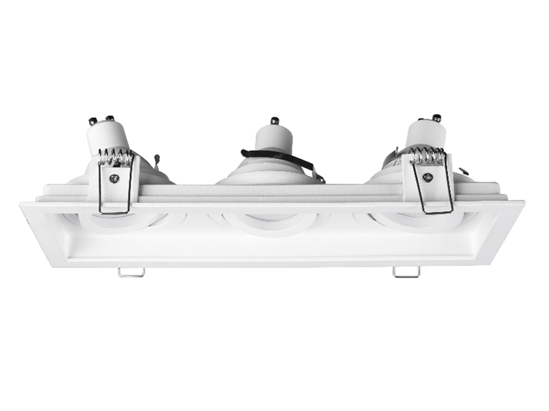 Eckiger 3-flammiger LED Deckeneinbaustrahler Weiß, schwenkbar 25,2 x 9,2cm
