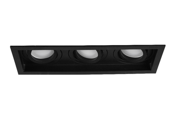 Eckiger 3-flammiger LED Deckeneinbaustrahler Schwarz, schwenkbar 25,2 x 9,2cm