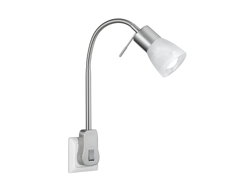 2er Set LED Steckerspots mit Schalter und Flexarm, Silber Höhe 40cm