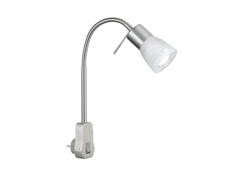 2er Set LED Steckerspots mit Schalter und Flexarm, Silber Höhe 40cm