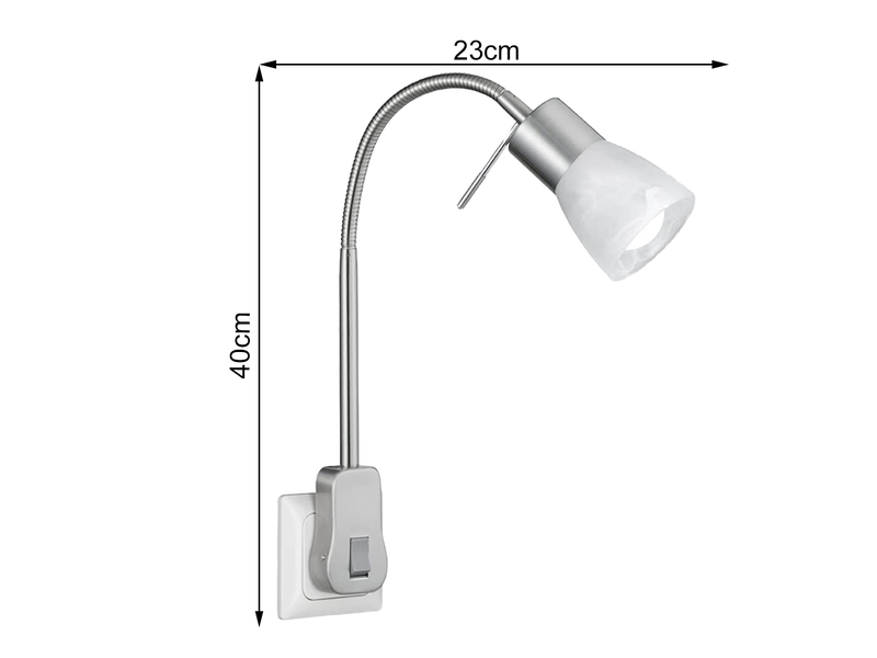 2er Set LED Steckerspots mit Schalter und Flexarm, Silber Höhe 40cm