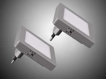 LED Nachtlichter 2er SET Grau, Plug-in mit Dämmerungssensor - 8x8cm