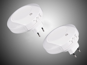 LED Nachtlichter 2er SET Weiß Plug-in mit Dämmerungssensor - Ø 9cm