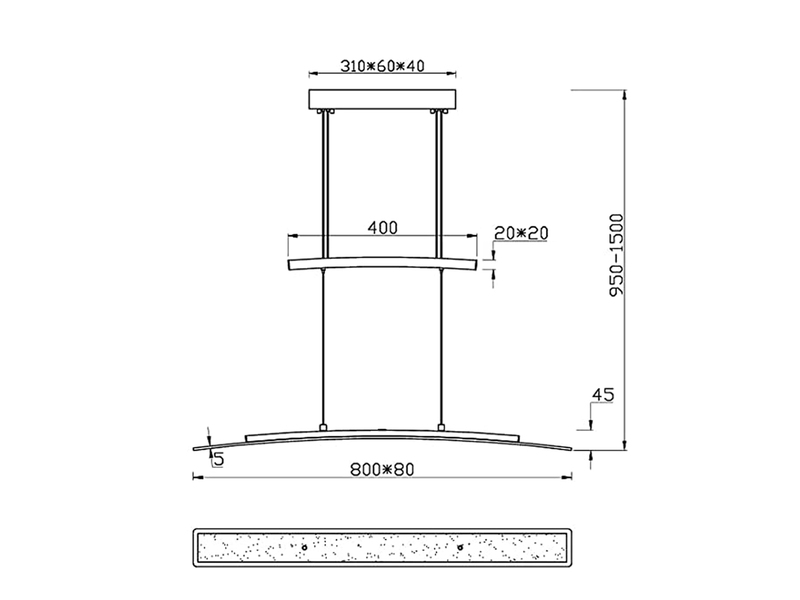 LED Pendelleuchte SAMOS Silber dimmbar, höhenverstellbar - 80cm breit