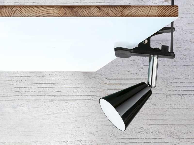 LED Klemmleuchte ZIRBEL Schwarz, Klemmspot schwenkbar, Breite 6cm