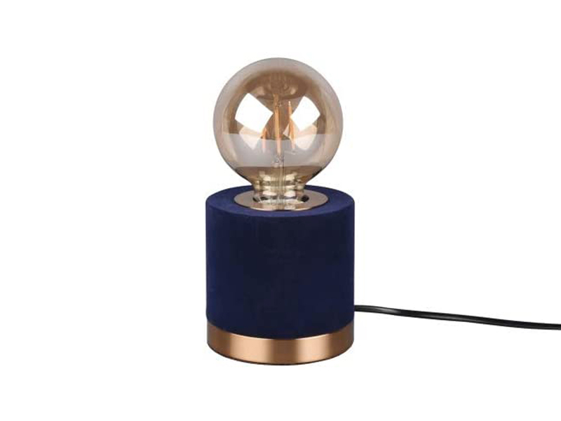 LED Tischleuchte Samt Blau/Messing Retro Style, Höhe 11cm