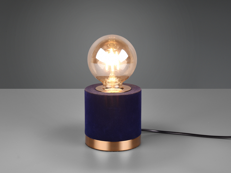 LED Tischleuchte Samt Blau/Messing Retro Style, Höhe 11cm