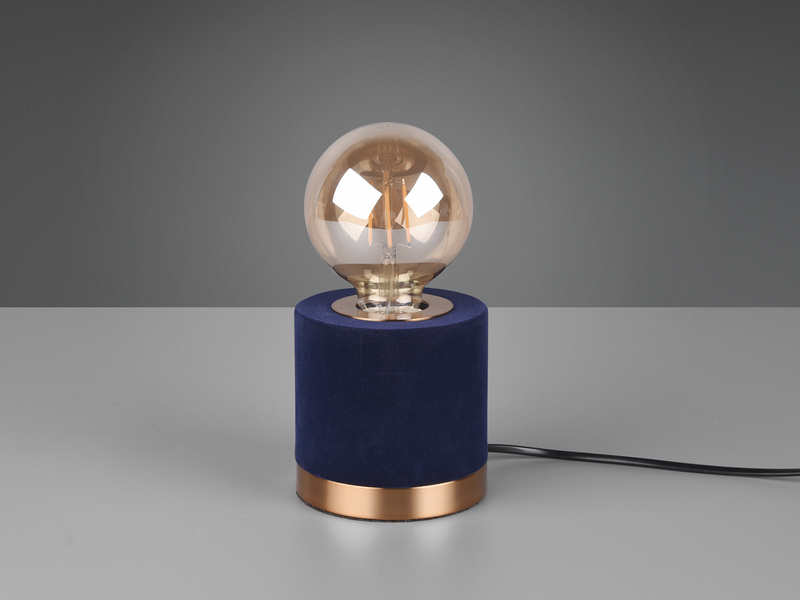 LED Tischleuchte Samt Blau/Messing Retro Style, Höhe 11cm