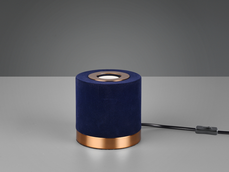 LED Tischleuchte Samt Blau/Messing Retro Style, Höhe 11cm