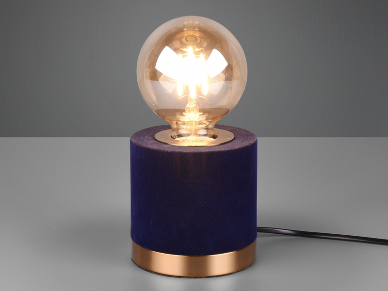 LED Tischleuchte Samt Blau/Messing Retro Style, Höhe 11cm