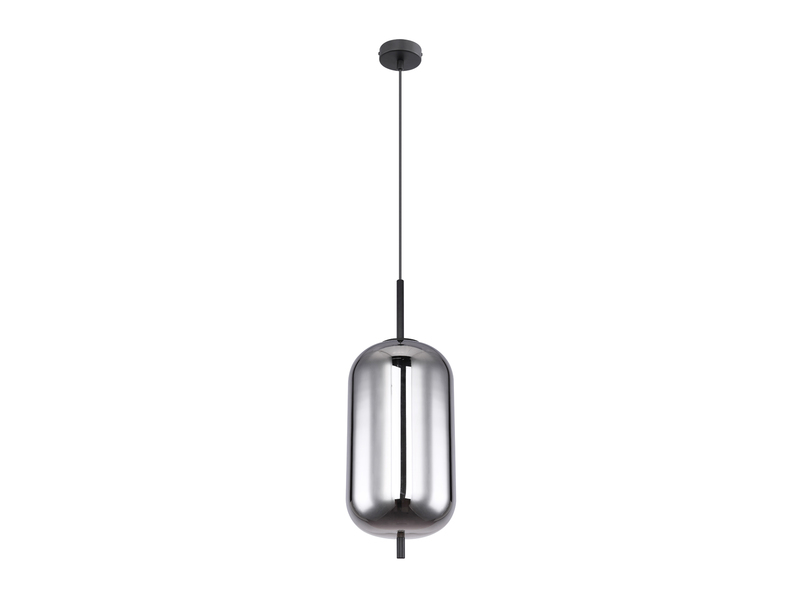 Pendelleuchte BLACKY mit Rauchglas 1-flammig Metall Schwarz, Ø 22cm