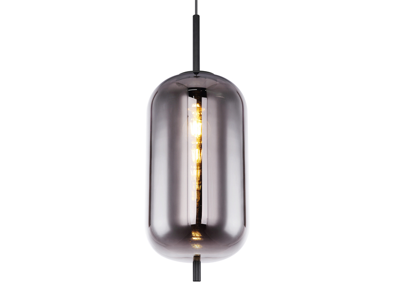 Pendelleuchte BLACKY mit Rauchglas 1-flammig Metall Schwarz, Ø 22cm