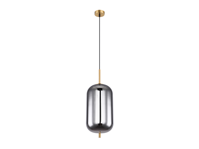 Pendelleuchte BLACKY mit Rauchglas 1-flammig Metall Messing, Ø 22cm