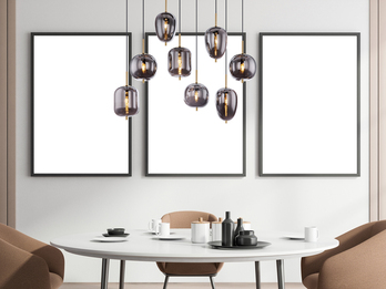 Pendelleuchte BLACKY Messing 8-flammig mit Rauchglas Glaskugeln, B: 94cm