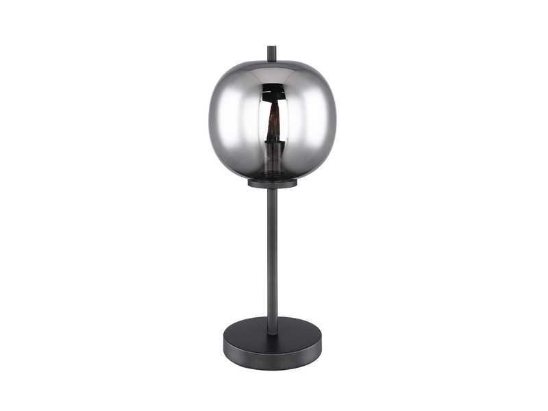 Tischleuchte BLACKY mit Rauchglas Lampenschirm, Höhe 45cm