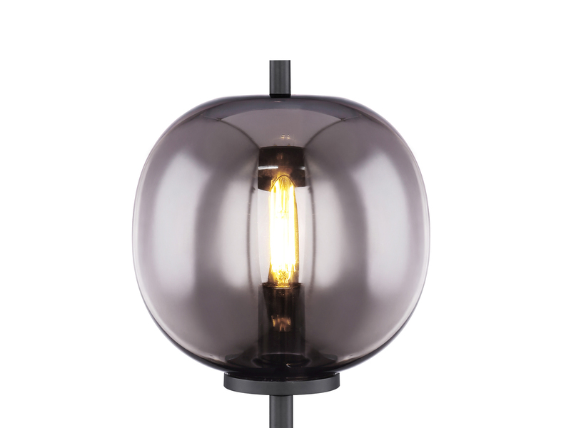 Tischleuchte BLACKY mit Rauchglas Lampenschirm, Höhe 45cm