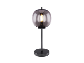 Tischlampe BLACKY mit Rauchglas Lampenschirm Ø 18,5cm, Metall Schwarz