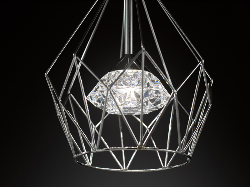 LED Pendelleuchte AMY mit Gitter Lampenschirm 1-flammig Silber, Ø 25cm