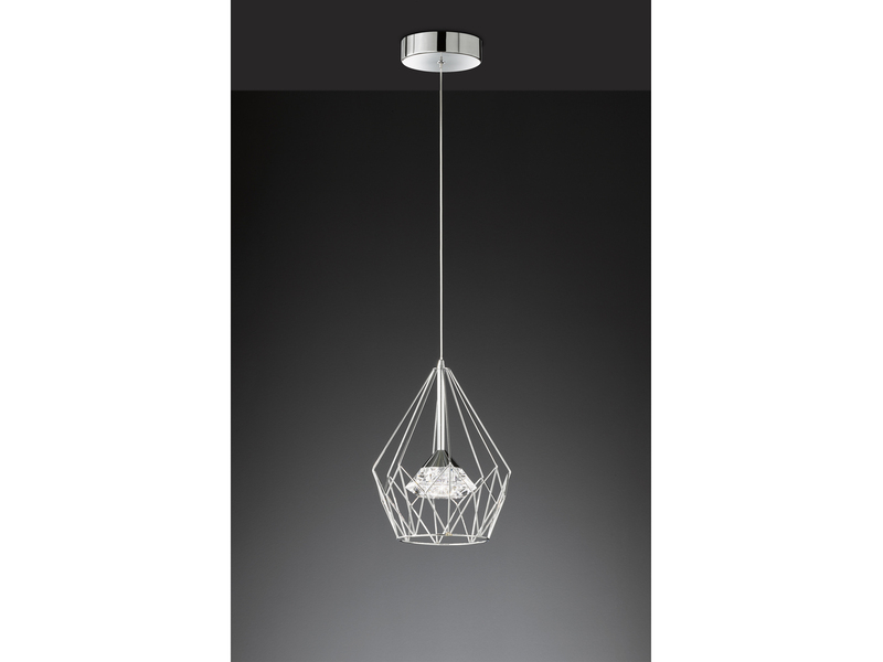 LED Pendelleuchte AMY mit Gitter Lampenschirm 1-flammig Silber, Ø 25cm