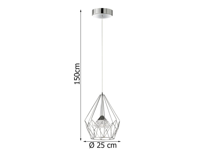 LED Pendelleuchte AMY mit Gitter Lampenschirm 1-flammig Silber, Ø 25cm