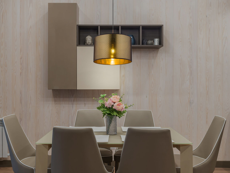 LED Pendelleuchte Lampenschirm Gold mit Netz Schwarz, Ø 40cm