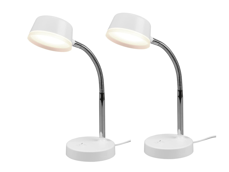 LED Schreibtischleuchten 2er SET flexibel, Kunststoff Weiß, 34cm hoch