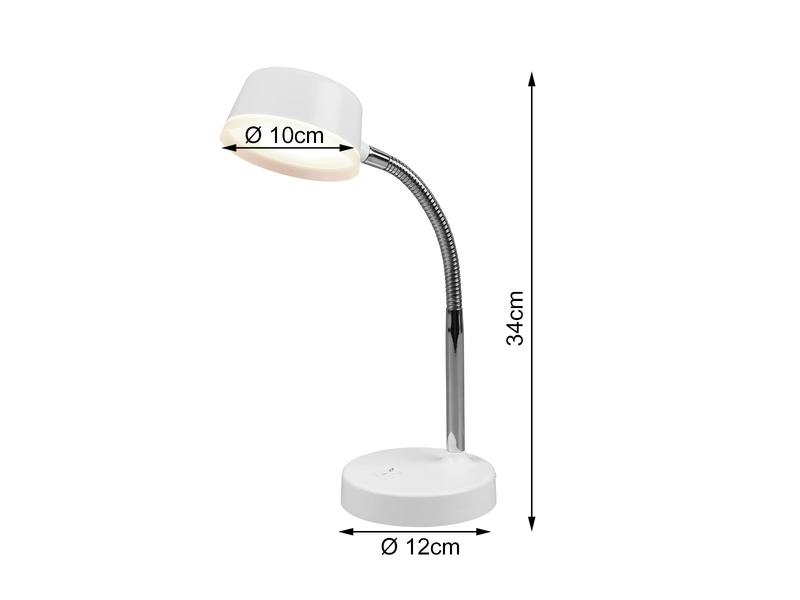 LED Schreibtischleuchten 2er SET flexibel, Kunststoff Weiß, 34cm hoch