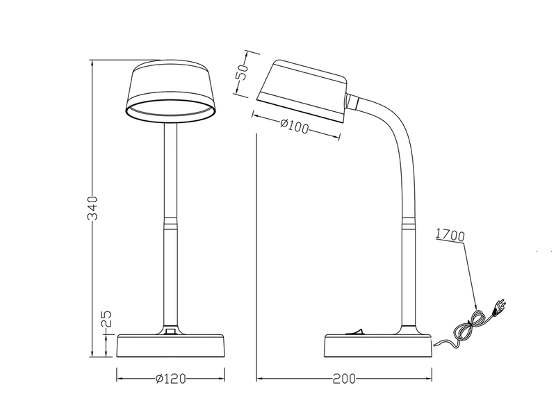 LED Schreibtischleuchten 2er SET flexibel, Kunststoff Weiß, 34cm hoch