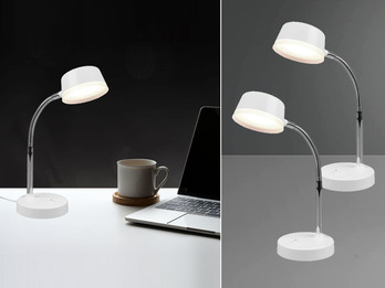 LED Schreibtischleuchten 2er SET flexibel, Kunststoff Weiß, 34cm hoch