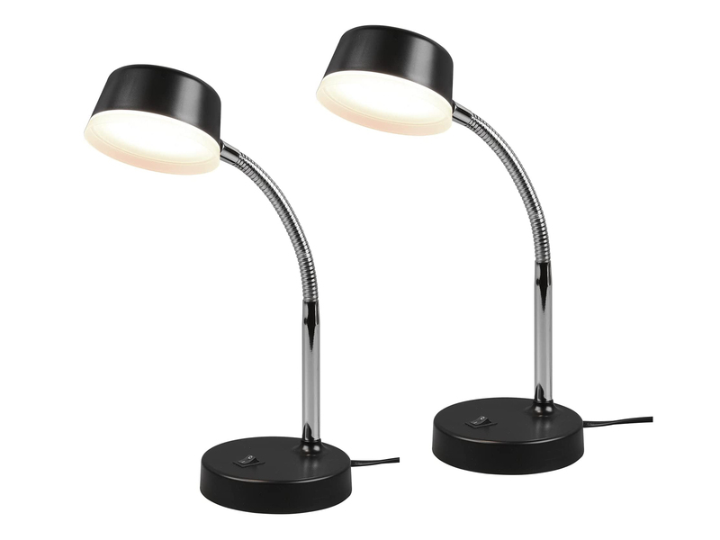 LED Schreibtischleuchten 2er SET flexibel, Kunststoff Schwarz, 34cm hoch