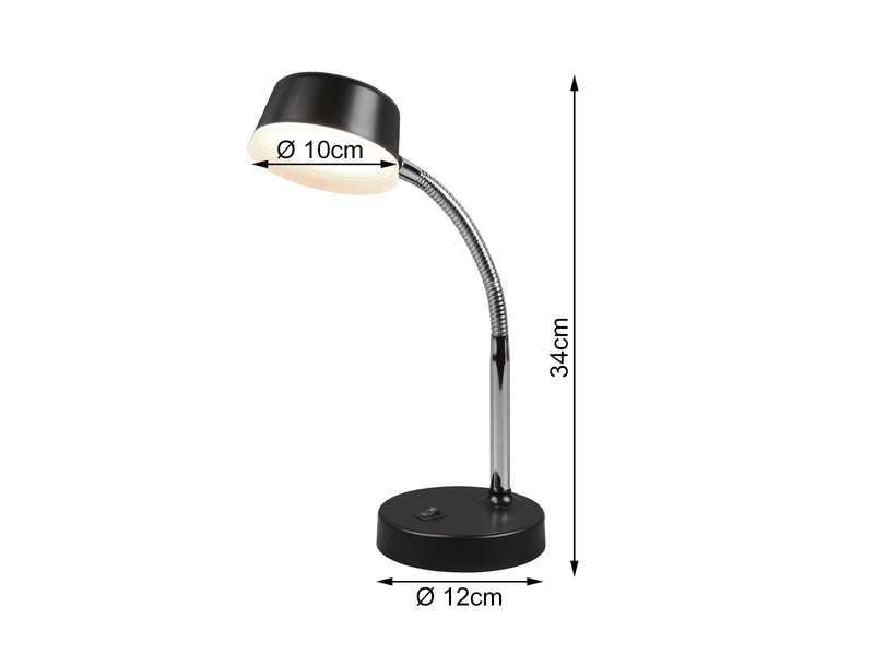 LED Schreibtischleuchten 2er SET flexibel, Kunststoff Schwarz, 34cm hoch