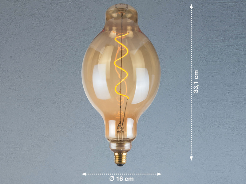 E27 Filament LED Globe Ø16cm Bernstein - 4 Watt, 220 Lumen - Deko Glühlampe