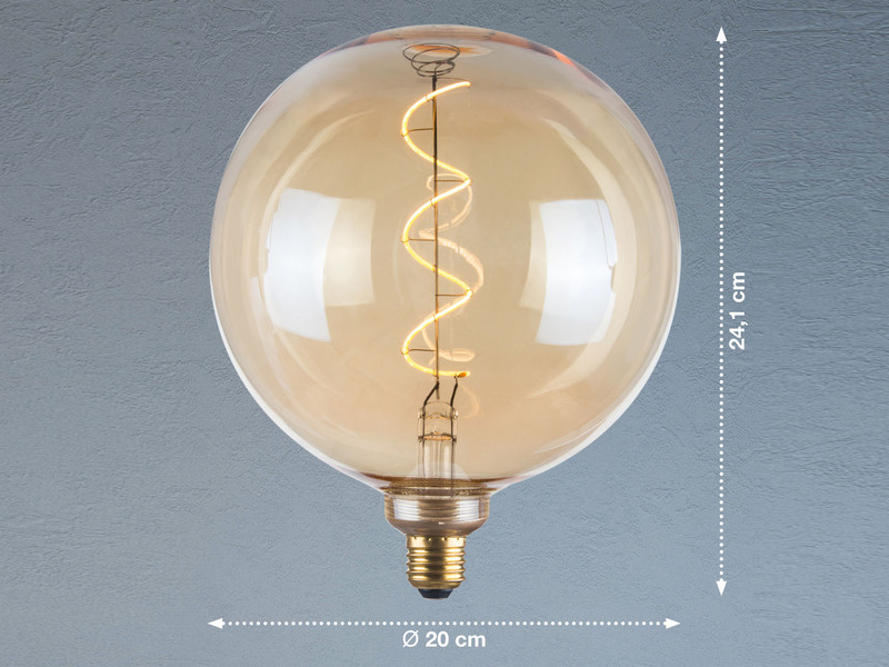 E27 Filament LED Globe Ø20cm Bernstein - 4 Watt, 220 Lumen - Deko Glühlampe