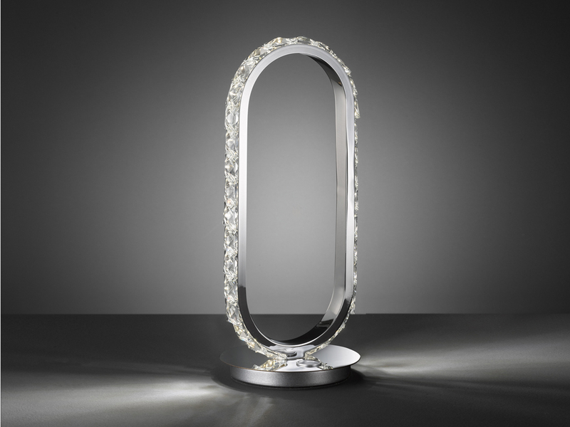 LED Tischleuchte HARLEY mit Kristall Ring oval, Touch Dimmer